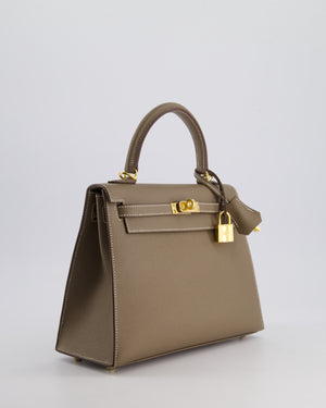 *HOLY GRAIL* Hermès Kelly 25cm Sellier Bag in Etoupe Epsom Leather and Gold Hardware