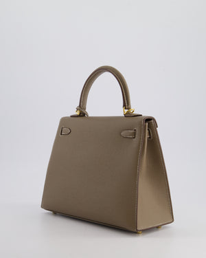 *HOLY GRAIL* Hermès Kelly 25cm Sellier Bag in Etoupe Epsom Leather and Gold Hardware