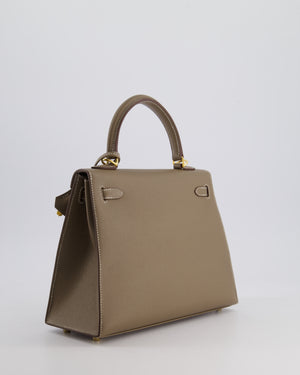 *HOLY GRAIL* Hermès Kelly 25cm Sellier Bag in Etoupe Epsom Leather and Gold Hardware