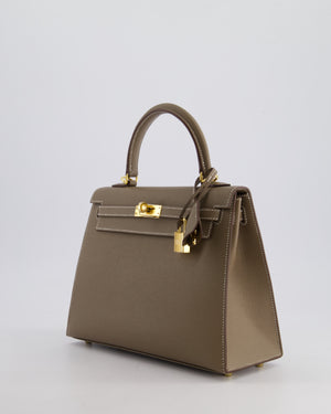 *HOLY GRAIL* Hermès Kelly 25cm Sellier Bag in Etoupe Epsom Leather and Gold Hardware