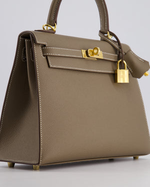 *HOLY GRAIL* Hermès Kelly 25cm Sellier Bag in Etoupe Epsom Leather and Gold Hardware