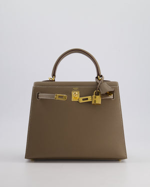 *HOLY GRAIL* Hermès Kelly 25cm Sellier Bag in Etoupe Epsom Leather and Gold Hardware