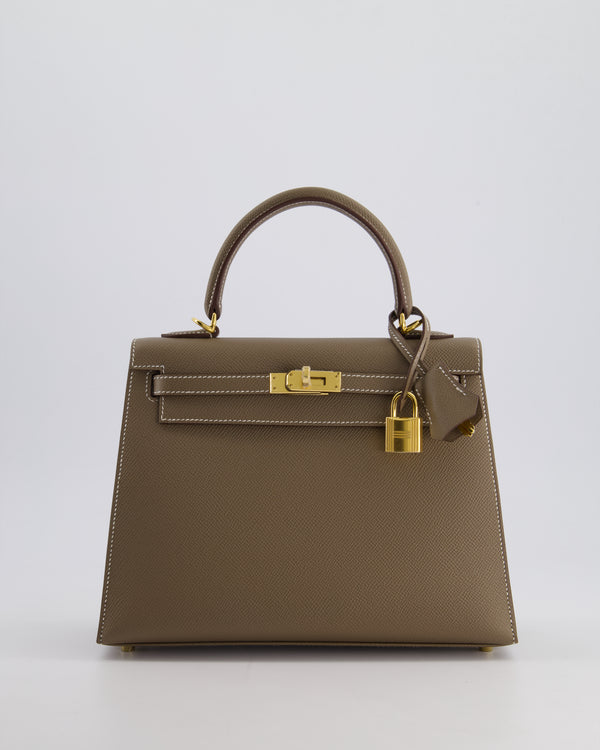 *HOLY GRAIL* Hermès Kelly 25cm Sellier Bag in Etoupe Epsom Leather and Gold Hardware