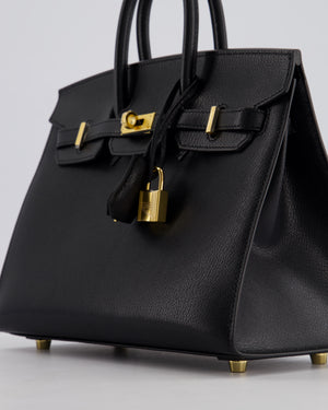 *UNIQUE* Hermès Birkin 25cm Sellier Bag in Noir Chèvre Chamkila Leather with Gold Hardware