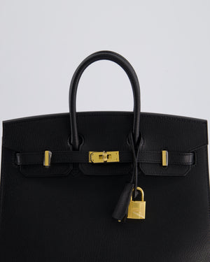 *UNIQUE* Hermès Birkin 25cm Sellier Bag in Noir Chèvre Chamkila Leather with Gold Hardware