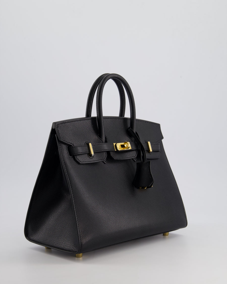 *UNIQUE* Hermès Birkin 25cm Sellier Bag in Noir Chèvre Chamkila Leather with Gold Hardware