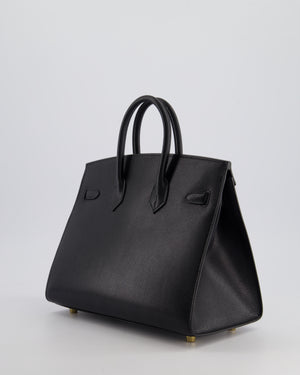 *UNIQUE* Hermès Birkin 25cm Sellier Bag in Noir Chèvre Chamkila Leather with Gold Hardware