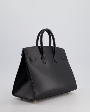 *UNIQUE* Hermès Birkin 25cm Sellier Bag in Noir Chèvre Chamkila Leather with Gold Hardware