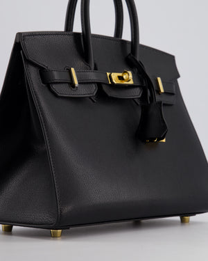 *UNIQUE* Hermès Birkin 25cm Sellier Bag in Noir Chèvre Chamkila Leather with Gold Hardware