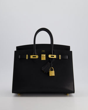 *UNIQUE* Hermès Birkin 25cm Sellier Bag in Noir Chèvre Chamkila Leather with Gold Hardware