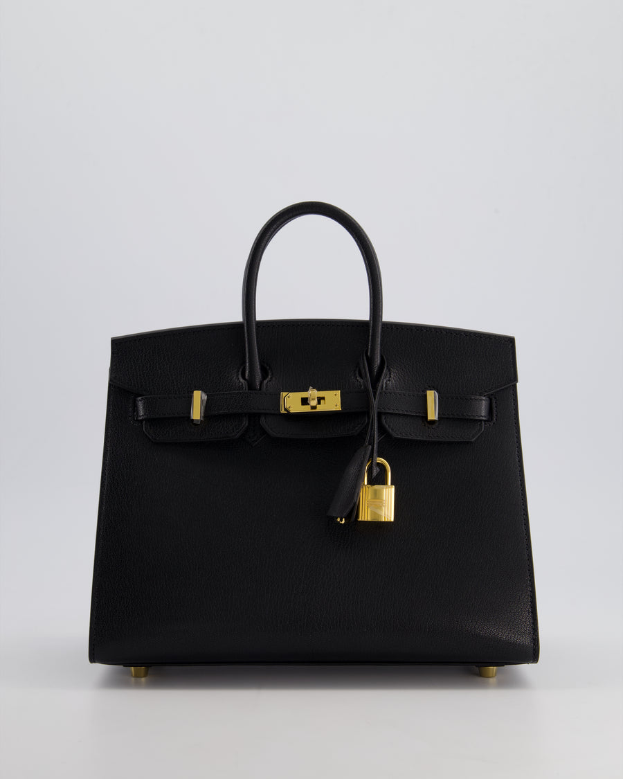 *UNIQUE* Hermès Birkin 25cm Sellier Bag in Noir Chèvre Chamkila Leather with Gold Hardware