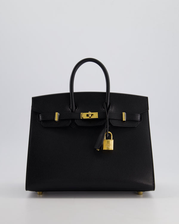 *UNIQUE* Hermès Birkin 25cm Sellier Bag in Noir Chèvre Chamkila Leather with Gold Hardware