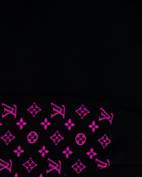 Louis Vuitton Menswear Black Cashmere Jumper with Pink Logo Monogram Size XXL (UK 44)