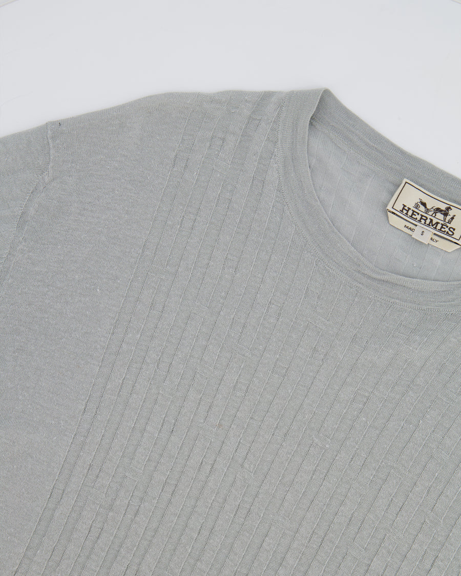 Hermès Menswear Grey T-Shirt with H Striped Details Size S (UK 36)