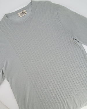 Hermès Menswear Grey T-Shirt with H Striped Details Size S (UK 36)