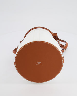 Hermès Vintage Small Farming Bag in White and Gold Epsom Leather with Gold Hardware