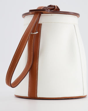 Hermès Vintage Small Farming Bag in White and Gold Epsom Leather with Gold Hardware