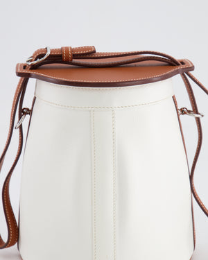 Hermès Vintage Small Farming Bag in White and Gold Epsom Leather with Gold Hardware