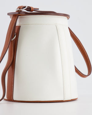 Hermès Vintage Small Farming Bag in White and Gold Epsom Leather with Gold Hardware