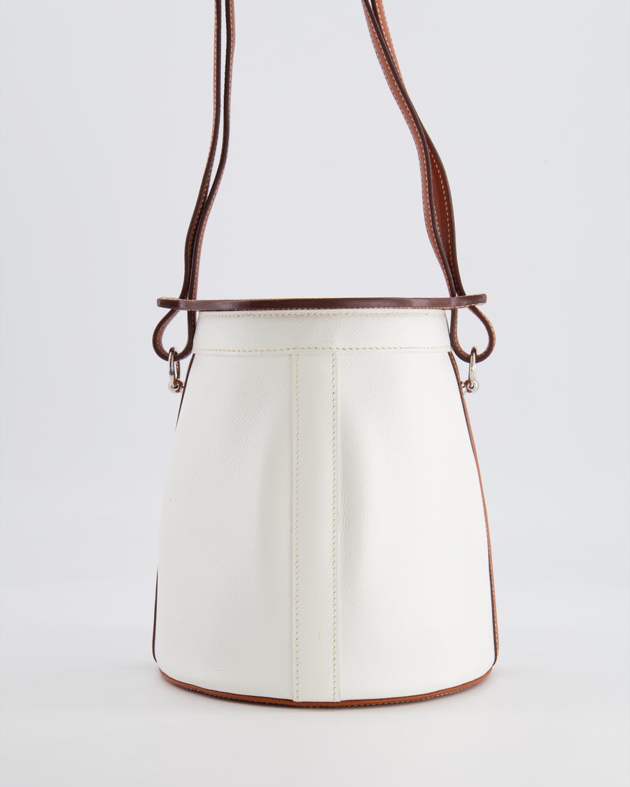 Hermès Vintage Small Farming Bag in White and Gold Epsom Leather with Gold Hardware