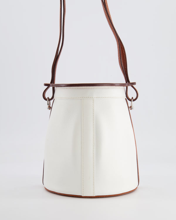 Hermès Vintage Small Farming Bag in White and Gold Epsom Leather with Gold Hardware