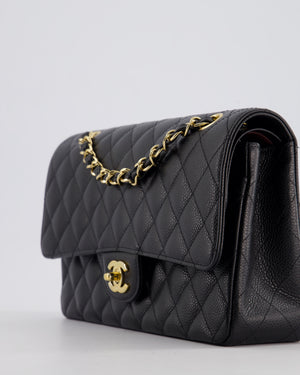 Chanel Black Medium Classic Double Flap Bag in Caviar Leather with Gold Hardware