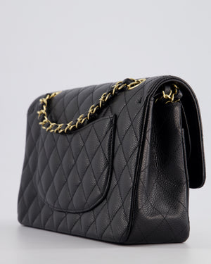 Chanel Black Medium Classic Double Flap Bag in Caviar Leather with Gold Hardware