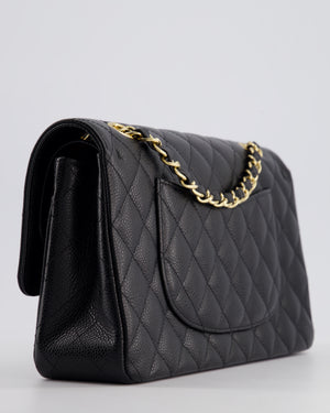 Chanel Black Medium Classic Double Flap Bag in Caviar Leather with Gold Hardware