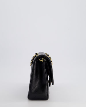 Chanel Black Medium Classic Double Flap Bag in Caviar Leather with Gold Hardware