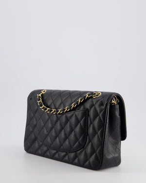 Chanel Black Medium Classic Double Flap Bag in Caviar Leather with Gold Hardware