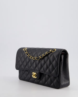 Chanel Black Medium Classic Double Flap Bag in Caviar Leather with Gold Hardware