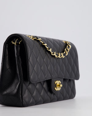 Chanel Black Medium Classic Double Flap Bag in Caviar Leather with Gold Hardware