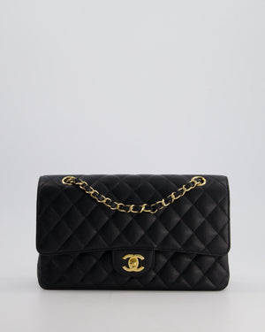 Chanel Black Medium Classic Double Flap Bag in Caviar Leather with Gold Hardware