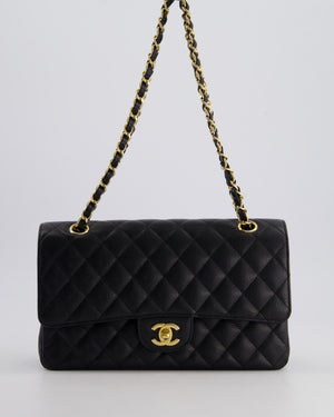 Chanel Black Medium Classic Double Flap Bag in Caviar Leather with Gold Hardware