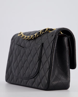 Chanel Black Medium Classic Double Flap Bag in Caviar Leather with Gold Hardware