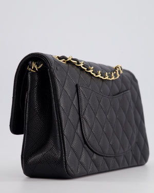 Chanel Black Medium Classic Double Flap Bag in Caviar Leather with Gold Hardware