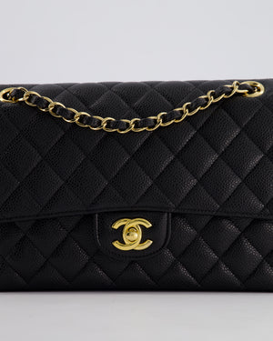 Chanel Black Medium Classic Double Flap Bag in Caviar Leather with Gold Hardware