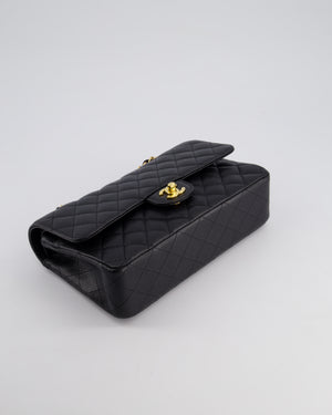 Chanel Black Medium Classic Double Flap Bag in Caviar Leather with Gold Hardware