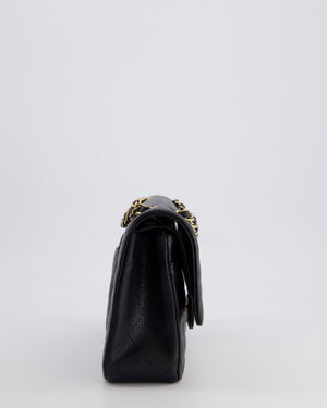 Chanel Black Medium Classic Double Flap Bag in Caviar Leather with Gold Hardware