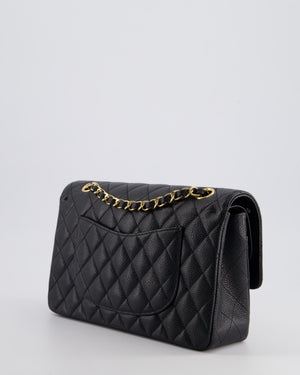 Chanel Black Medium Classic Double Flap Bag in Caviar Leather with Gold Hardware