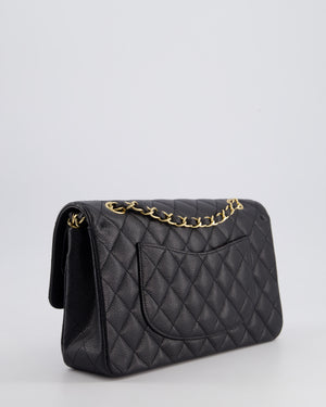 Chanel Black Medium Classic Double Flap Bag in Caviar Leather with Gold Hardware