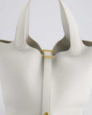 *RARE* Hermes Picotin 18cm Lock Bag in Blanc Clemence Leather with Gold Hardware