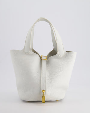 *RARE* Hermes Picotin 18cm Lock Bag in Blanc Clemence Leather with Gold Hardware