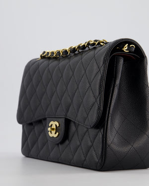 *AMAZING CONDITION* Chanel Black Jumbo Classic Double Flap Bag in Caviar Leather with Gold Hardware