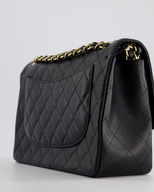 *AMAZING CONDITION* Chanel Black Jumbo Classic Double Flap Bag in Caviar Leather with Gold Hardware