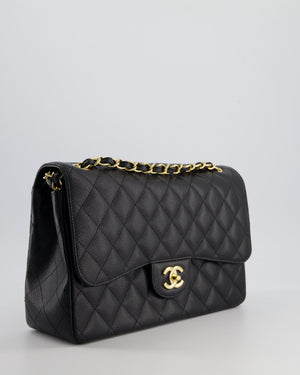 *AMAZING CONDITION* Chanel Black Jumbo Classic Double Flap Bag in Caviar Leather with Gold Hardware