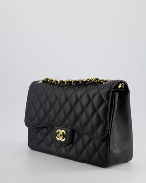 *AMAZING CONDITION* Chanel Black Jumbo Classic Double Flap Bag in Caviar Leather with Gold Hardware