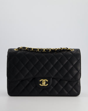 *AMAZING CONDITION* Chanel Black Jumbo Classic Double Flap Bag in Caviar Leather with Gold Hardware