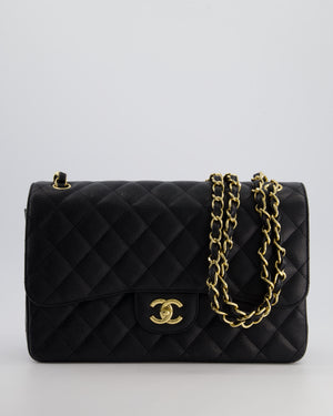 *AMAZING CONDITION* Chanel Black Jumbo Classic Double Flap Bag in Caviar Leather with Gold Hardware