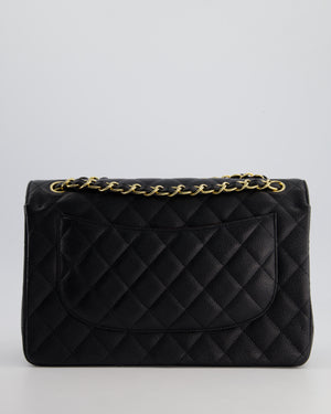 *AMAZING CONDITION* Chanel Black Jumbo Classic Double Flap Bag in Caviar Leather with Gold Hardware